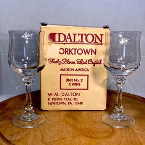 W.M. Dalton Vintage Wine Glasses AS Blown Lead Crystal  Set of 2